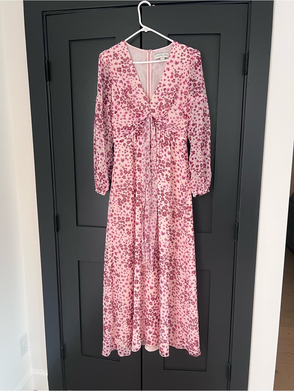 Rachel Zoe Pink Floral Tie-Front Maxi Dress